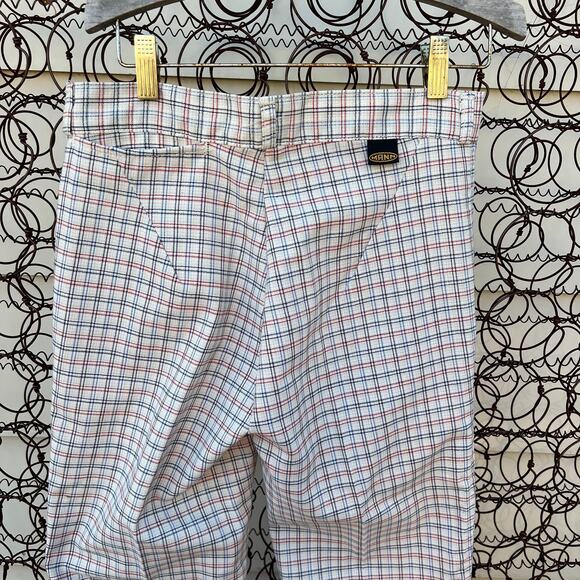 Vintage Mann Deadstock red blue plaid bell flare pants 28x34 - Picture 6 of 6